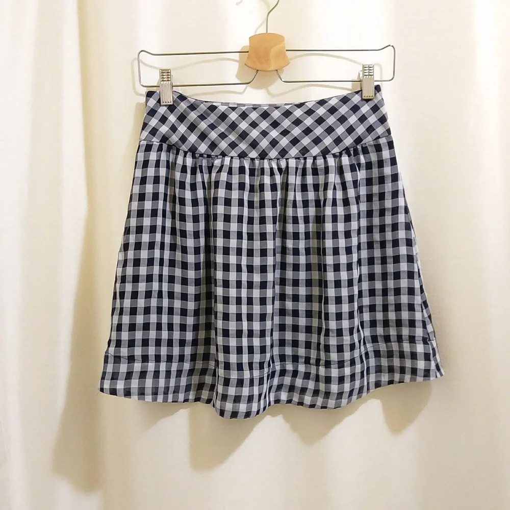 Gap Black & White Gingham Chiffon Lined Mini Skirt - Sz 0 - Picture 3 of 4